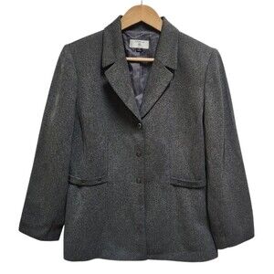 Stresa Blazer Womens 12P Petite Heather Gray Snap Front Office Business Travel